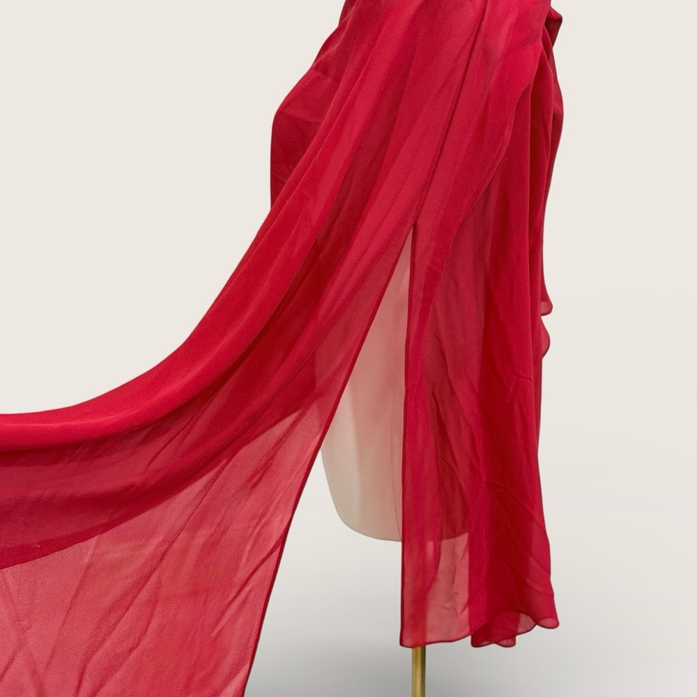 Eileen Fisher Scarlet Red Sheer Silk Georgette Chiffon Wrap One Size $138 NWT - Picture 4 of 8